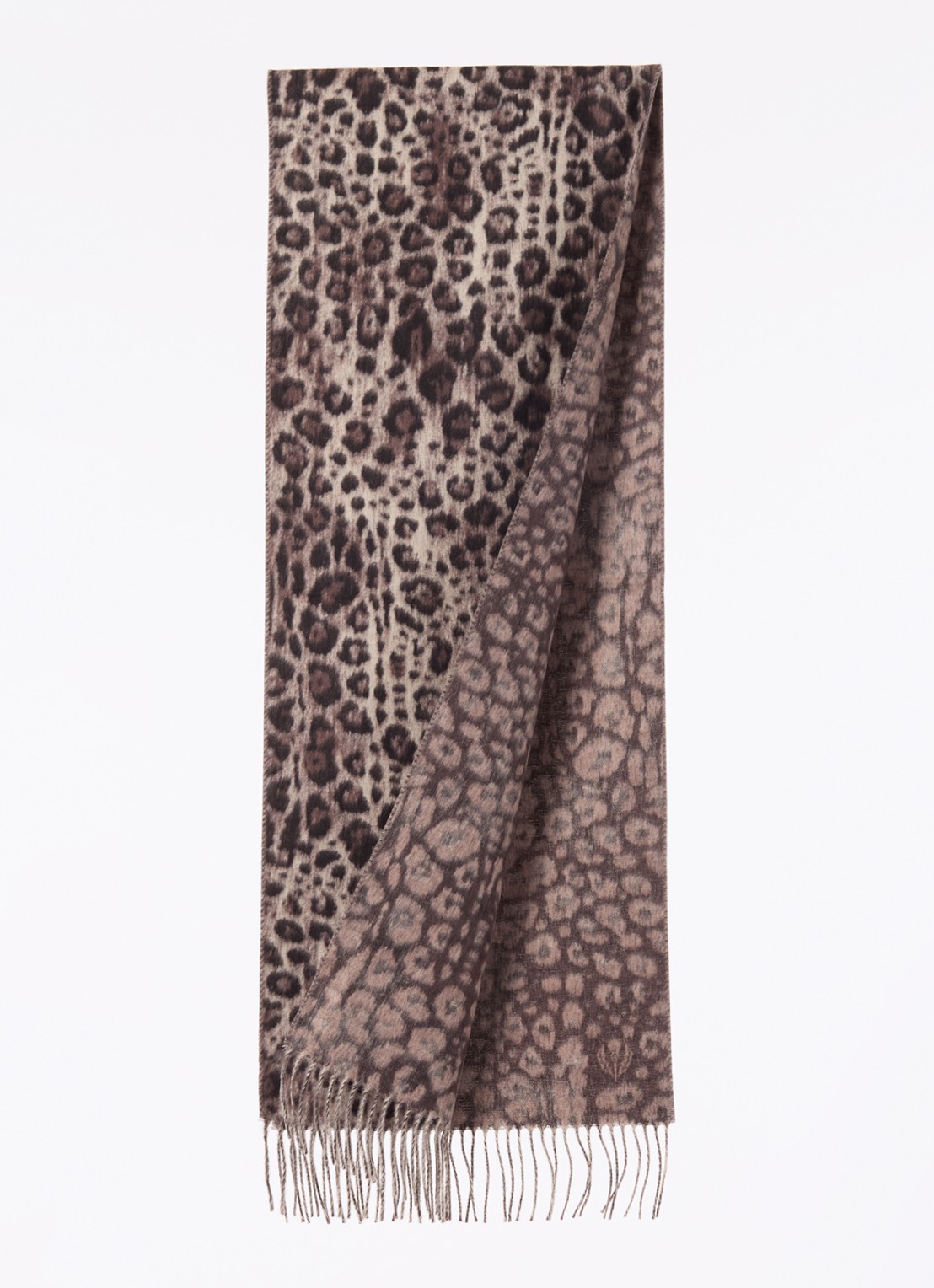 Fraas Sjaal met panterprint 185 x 35 cm - detail 2 donkerbeige