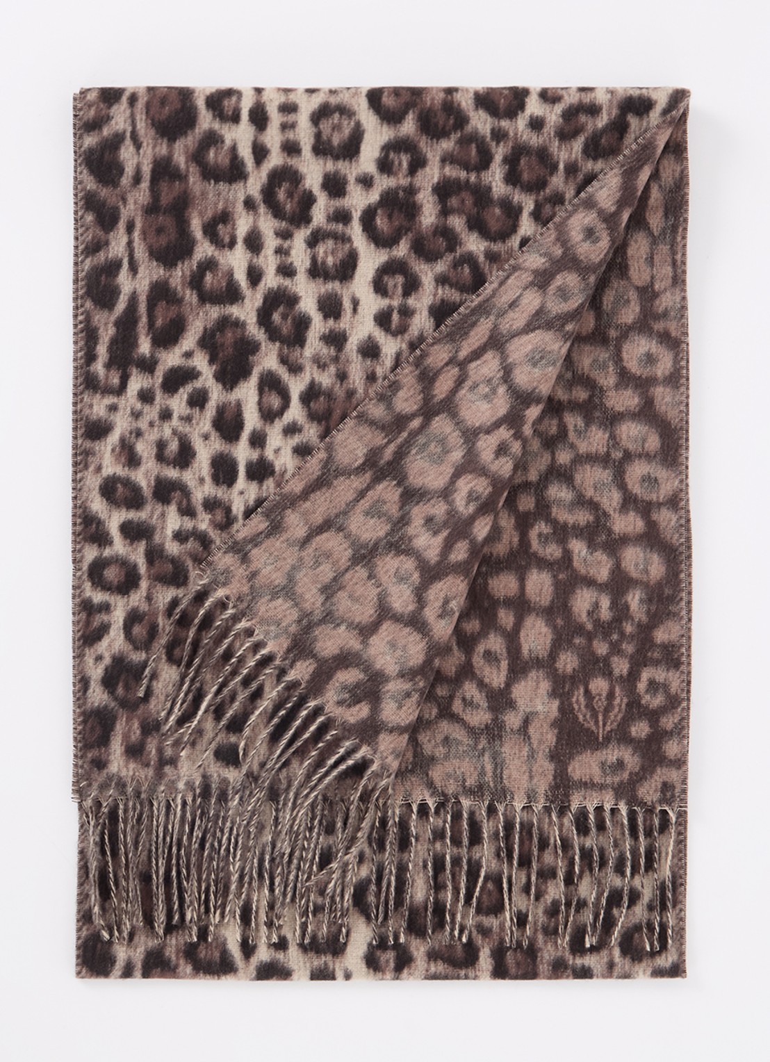 Fraas Sjaal met panterprint 185 x 35 cm - voorkant donkerbeige