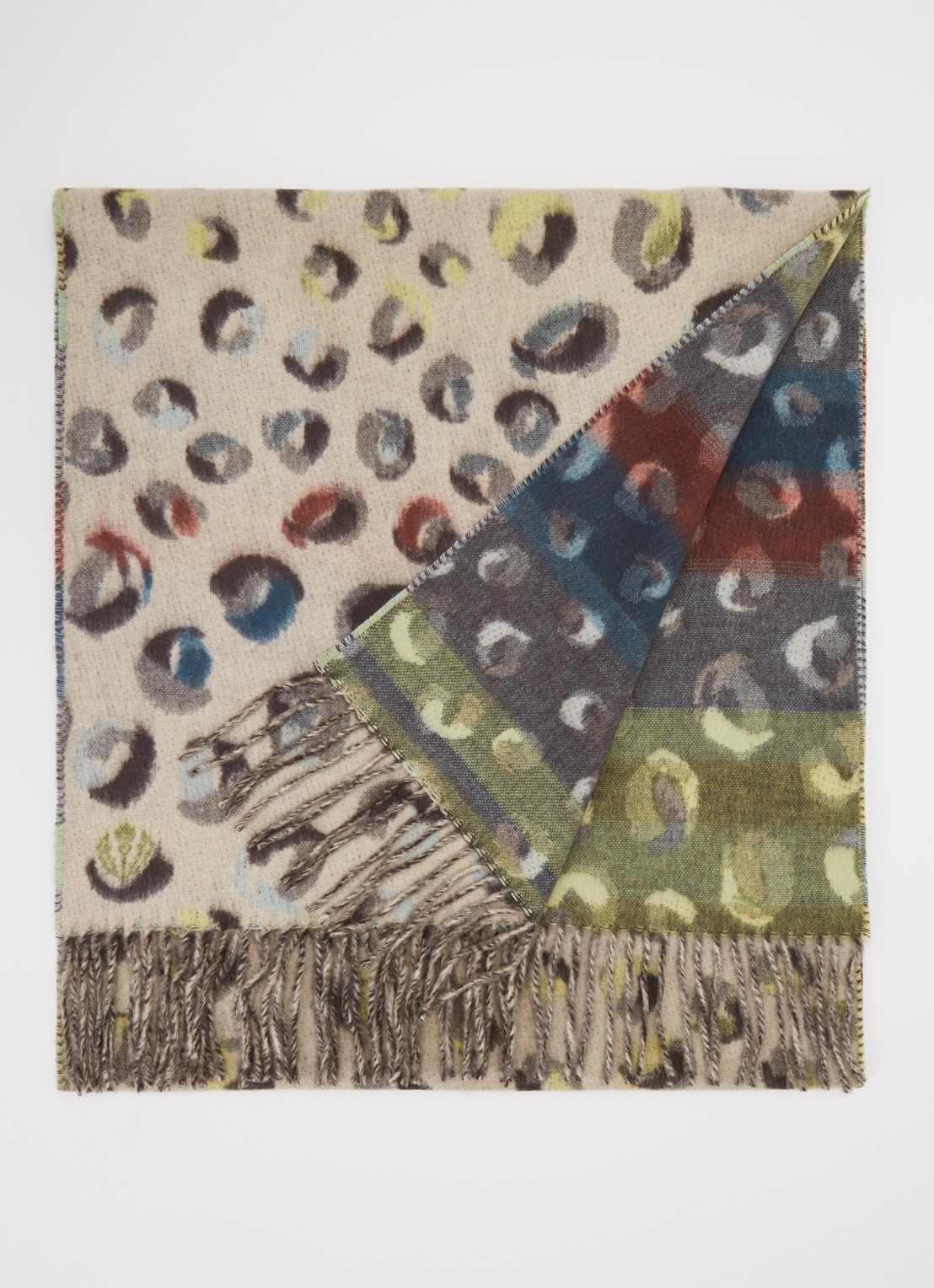 Fraas Sjaal met panterprint 185 x 35 cm - voorkant beige