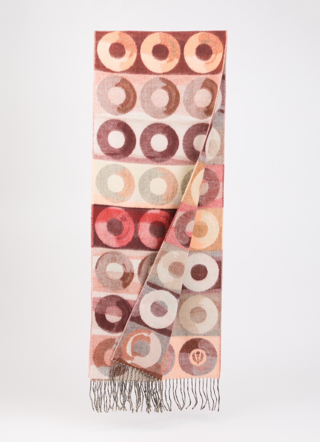Fraas Sjaal met print en franjes 35 x 195 cm  - detail roze