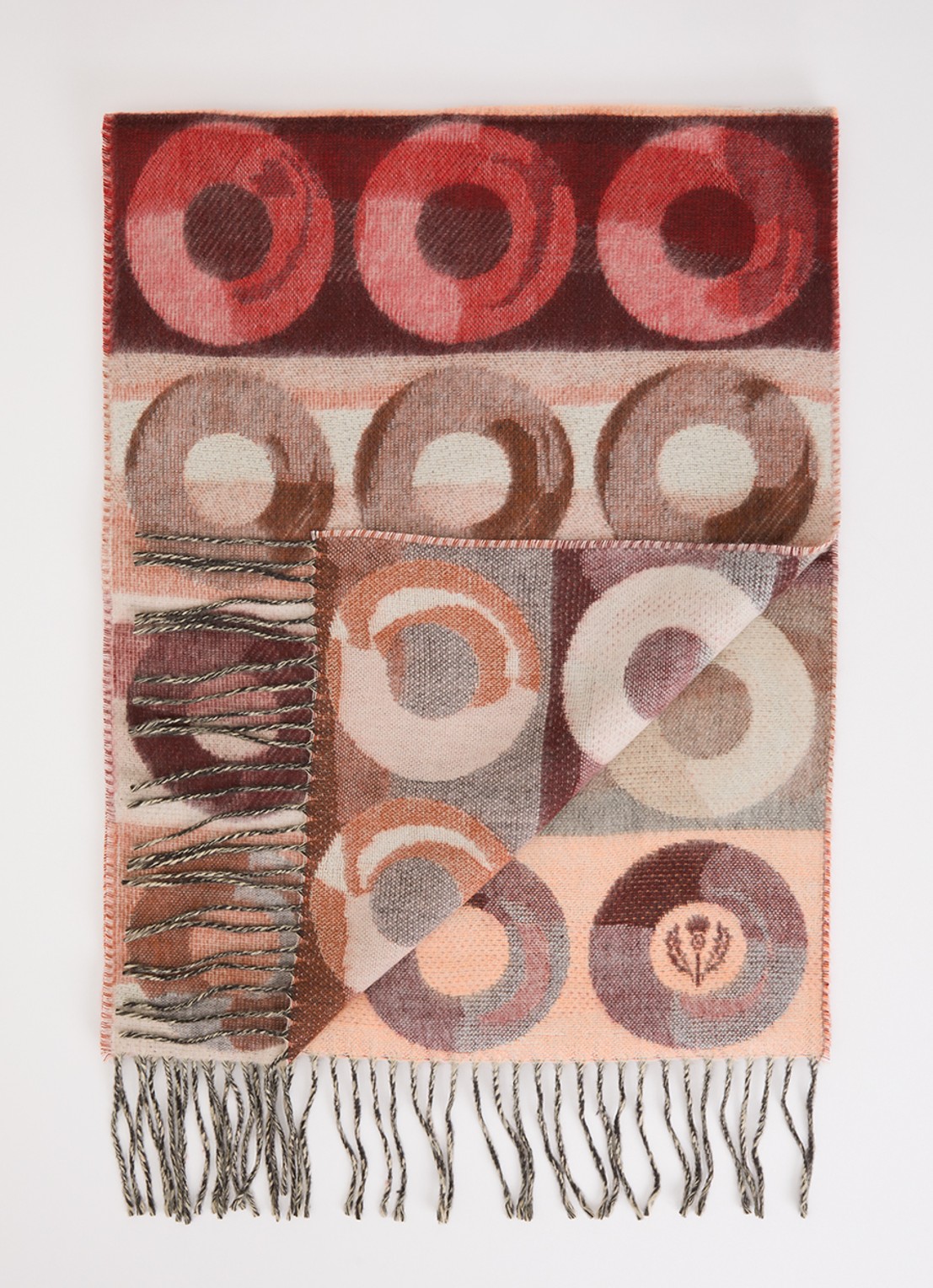 Fraas Sjaal met print en franjes 35 x 195 cm  - voorkant 3 roze