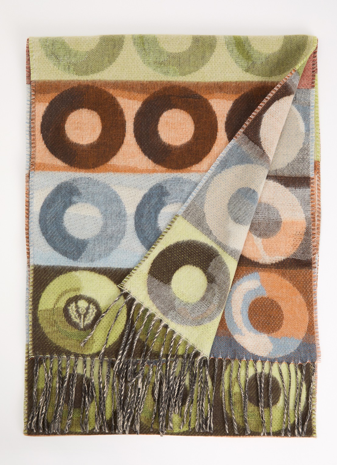 Fraas Sjaal met print en franjes 35 x 195 cm  - voorkant multicolor