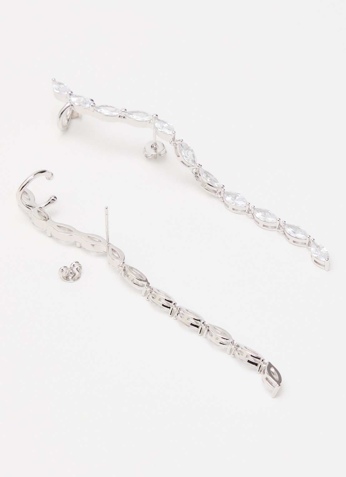 Franky Amsterdam De Freya Climber oorstekers met kristal - detail 2 zilver
