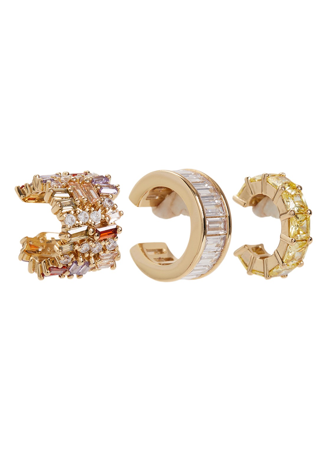 Franky Amsterdam De Holiday Halo ear cuff in set van 3 - voorkant goud