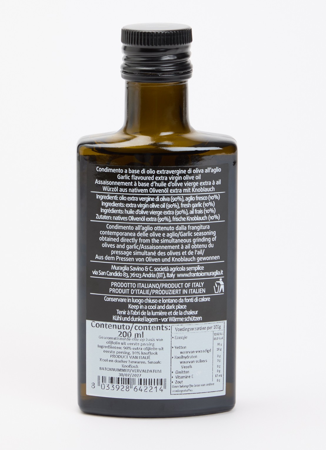 Frantoio Muraglia Aglio extra vierge olijfolie 200 ml - voorkant 2 undefined