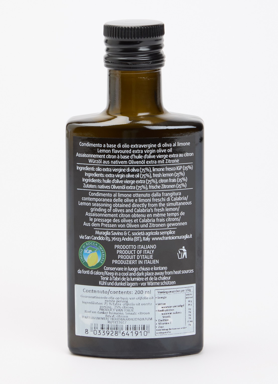 Frantoio Muraglia Limone IGP extra vierge olijfolie 200 ml - voorkant 2 undefined