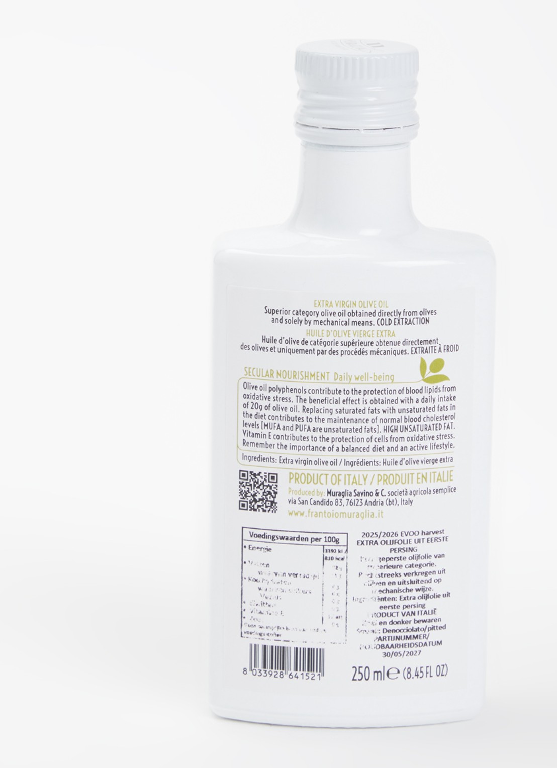 Frantoio Muraglia Pitted extra vierge olijfolie 250 ml - voorkant 2 undefined
