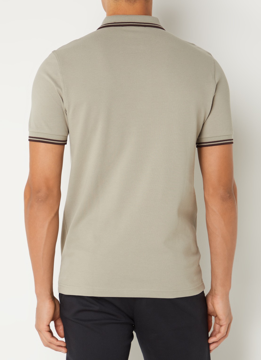 Fred Perry Regular fit polo van piqué katoen met logoborduring - achterkant 2 grijs