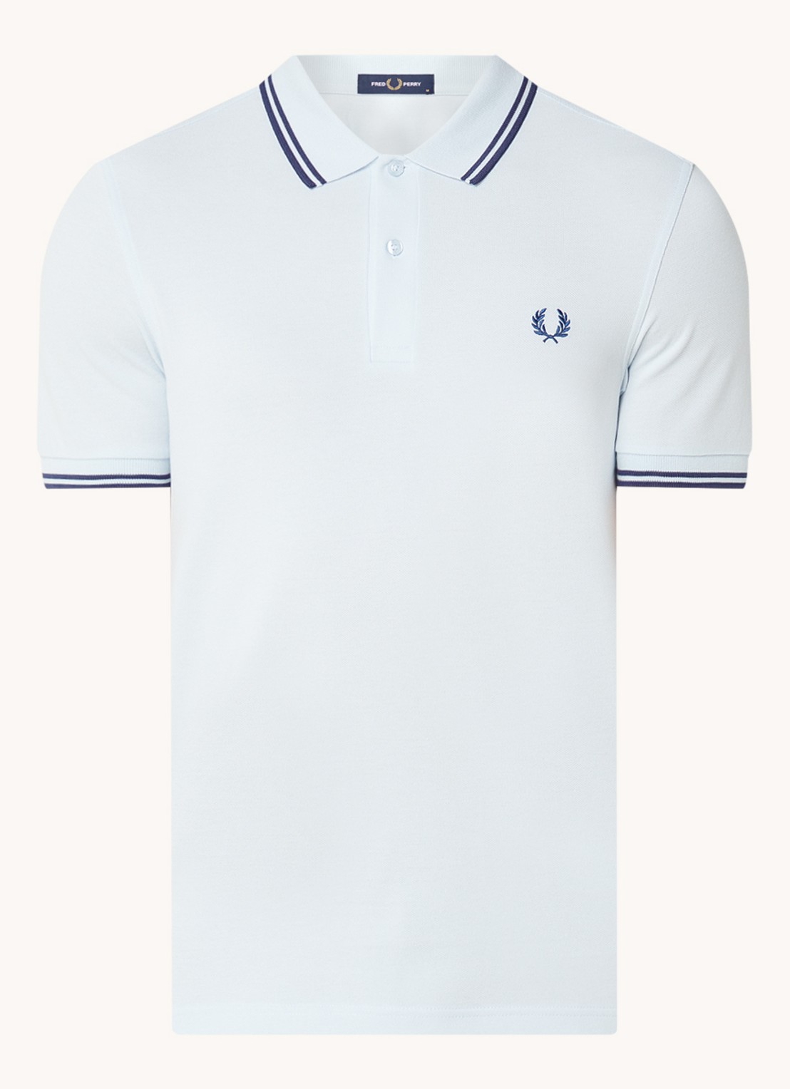 Fred Perry Regular fit polo van piqué katoen met logoborduring - voorkant blauw