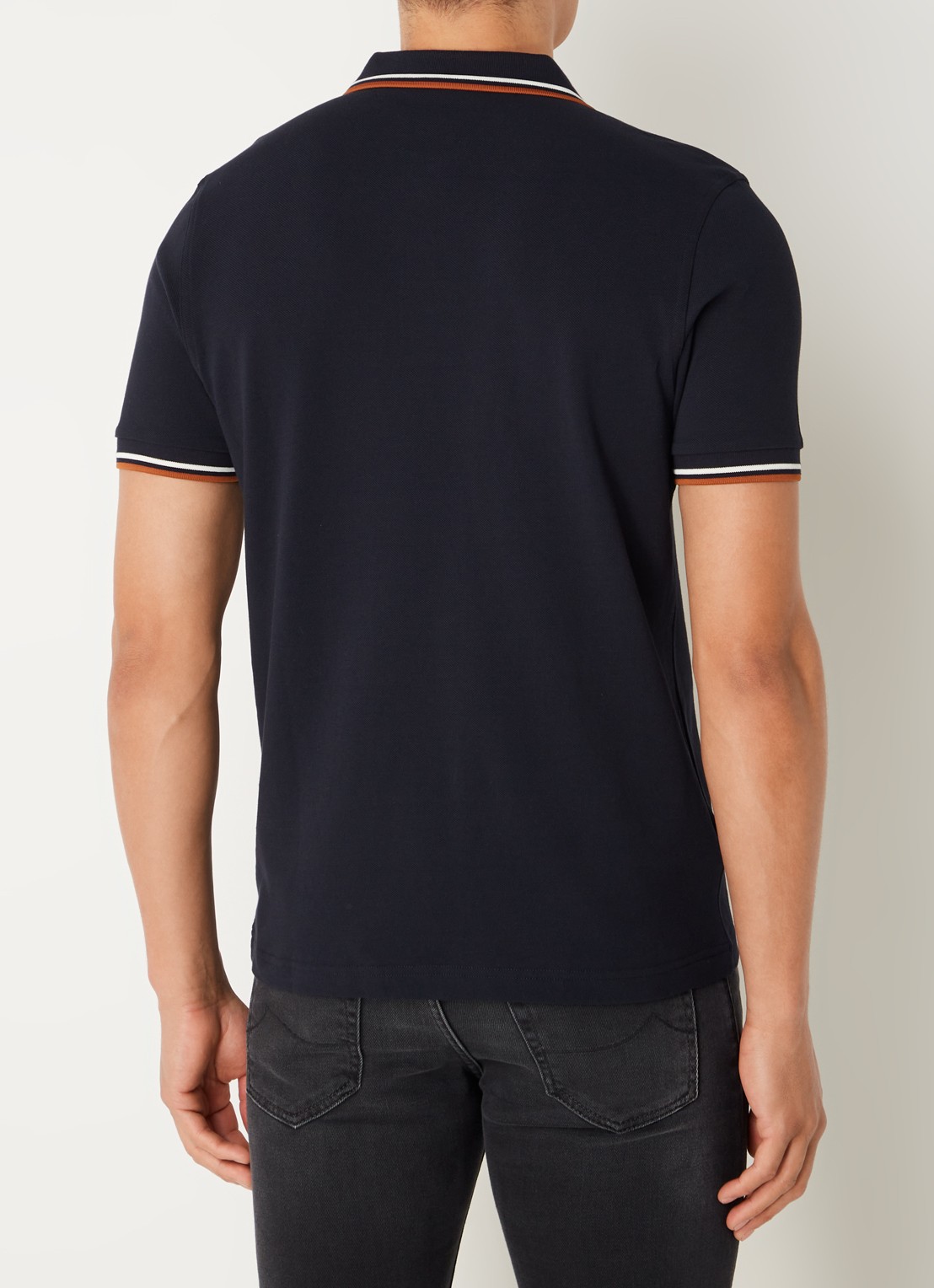 Fred Perry Regular fit polo van piqué katoen met logoborduring - achterkant 4 donkerblauw
