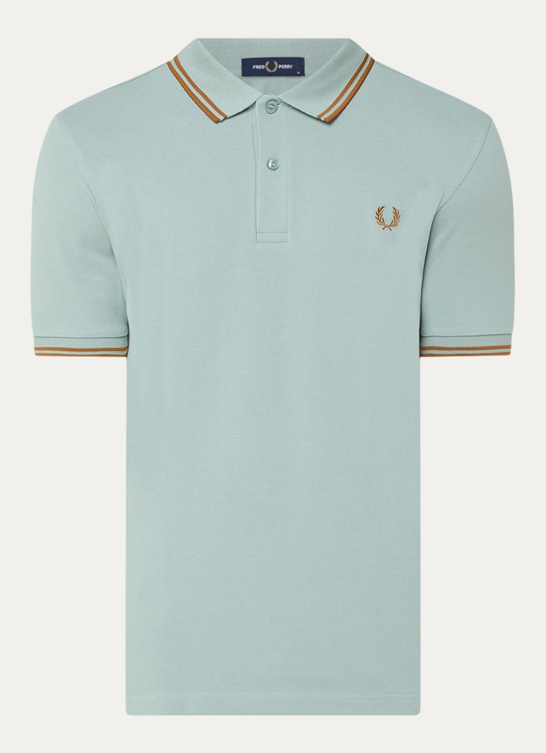 Fred Perry Regular fit polo van piqué katoen met logoborduring - voorkant 2 lichtblauw