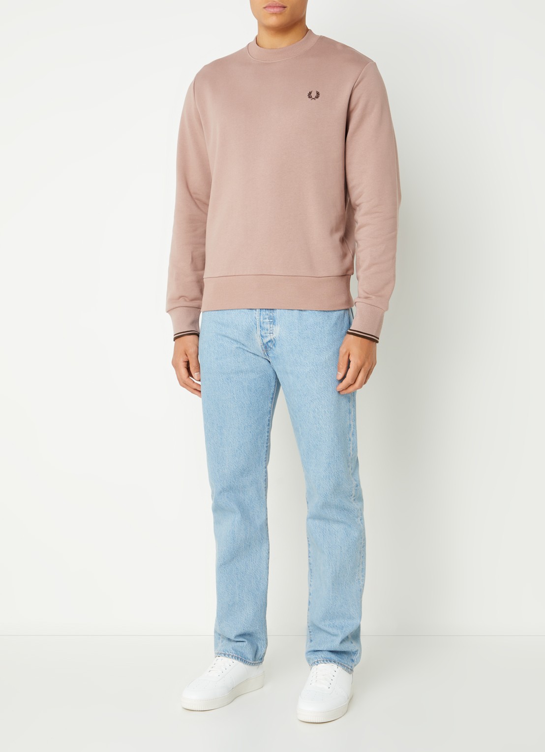 Fred Perry Sweater met logoborduring - voorkant 3 oudroze