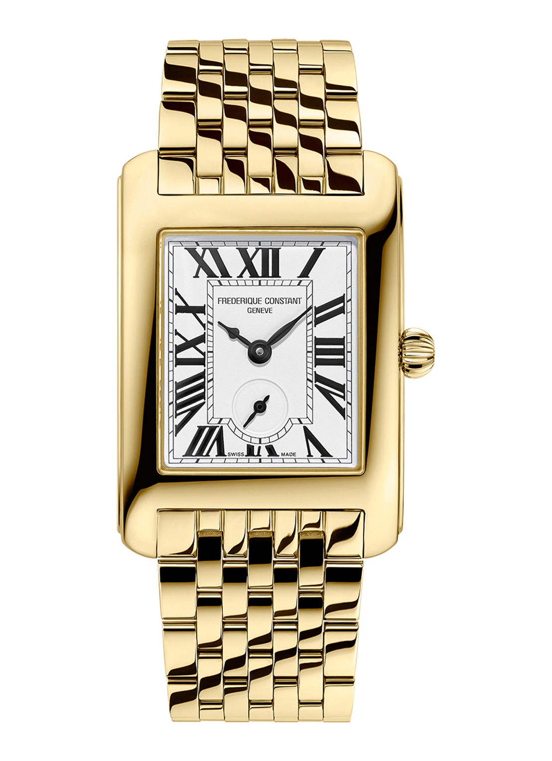 Frederique Constant Classics Carree Small Seconds horloge FC-235S2C5B - voorkant goud