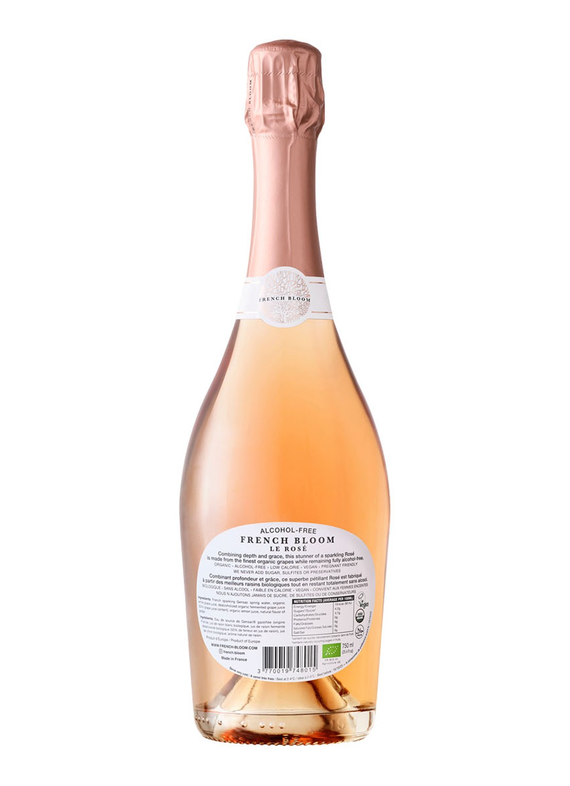 French Bloom Le Rosé  alcoholvrije mousserende rosé wijn 750 ml - voorkant 3 undefined