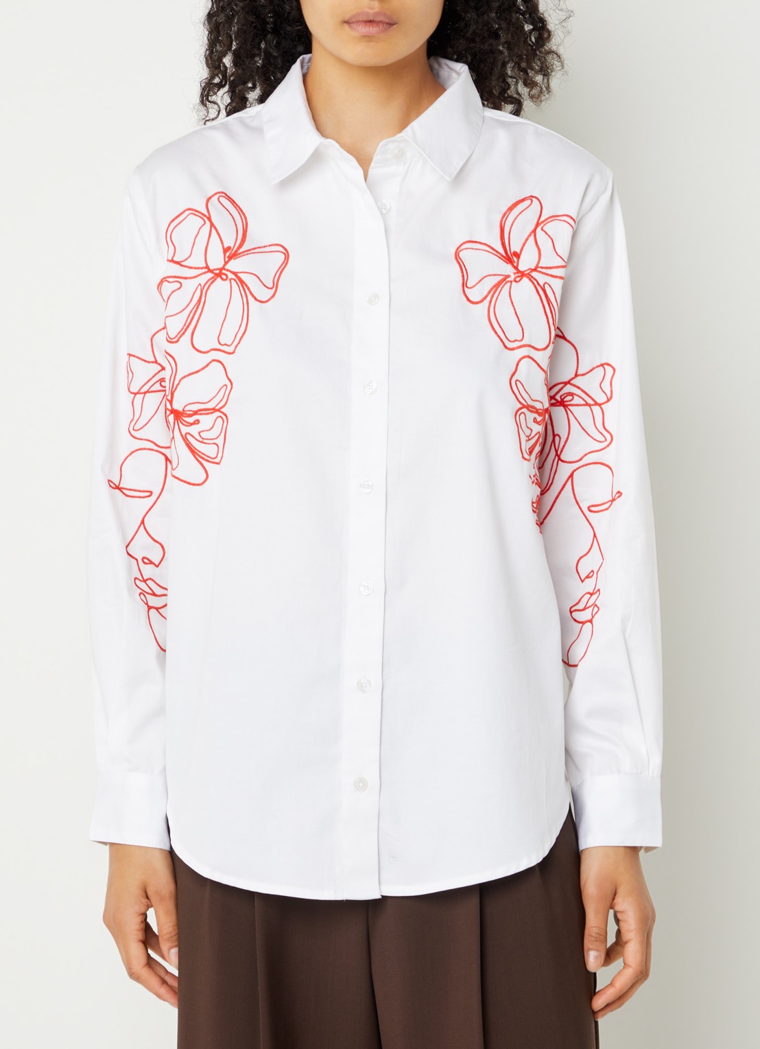 French Connection Alexis blouse met bloemborduring - detail 4 wit