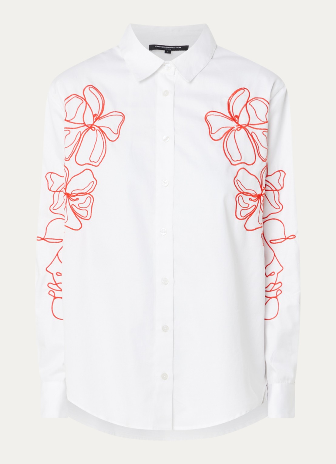 French Connection Alexis blouse met bloemborduring - voorkant 2 wit