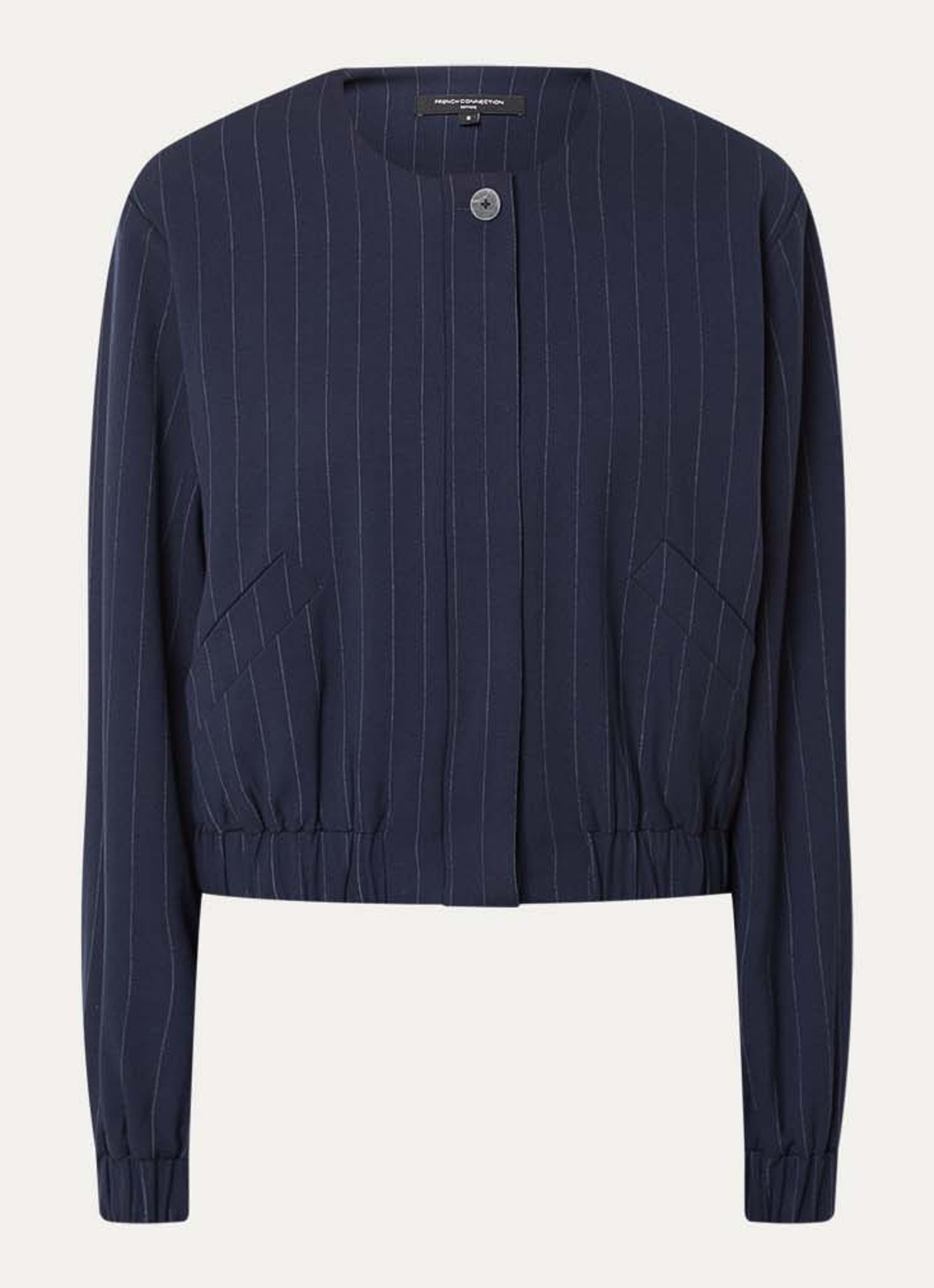 French Connection Alia jack met krijstreep en steekzakken - voorkant 3 donkerblauw