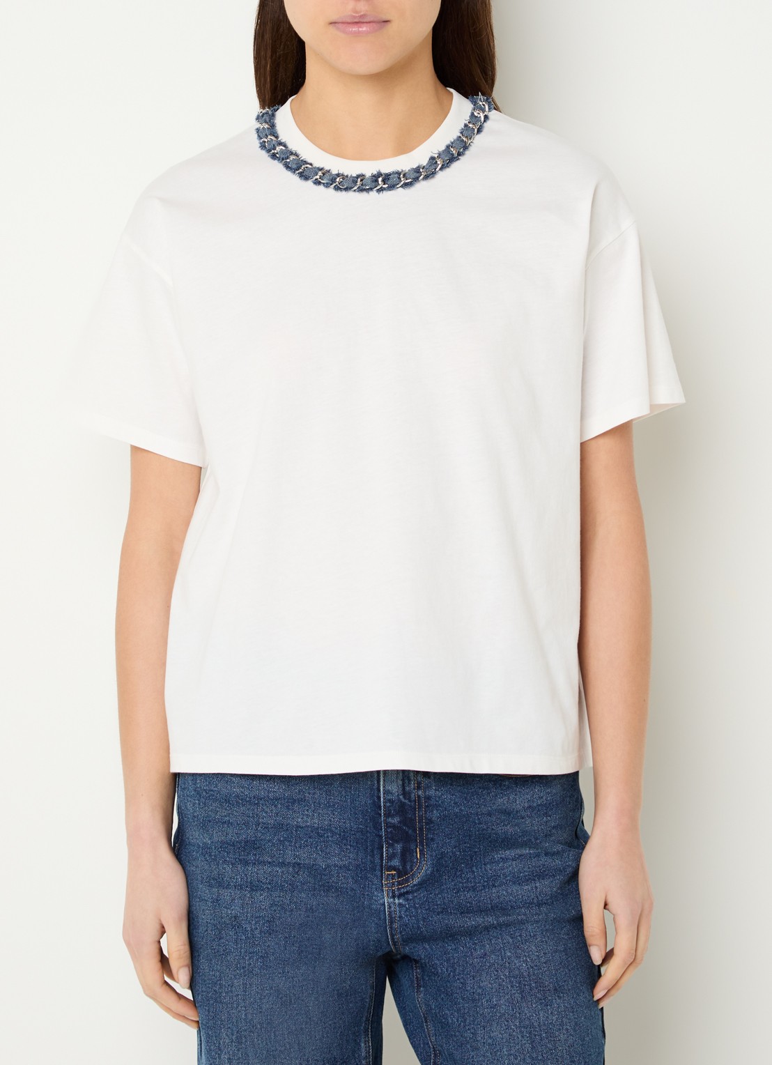 French Connection Aliyana T-shirt met ronde hals - detail 4 wit