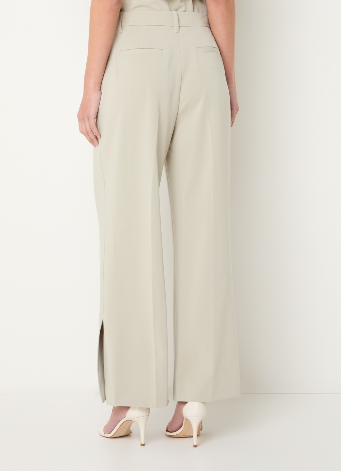 French Connection Angie high waist loose fit pantalon met persplooi - achterkant khaki