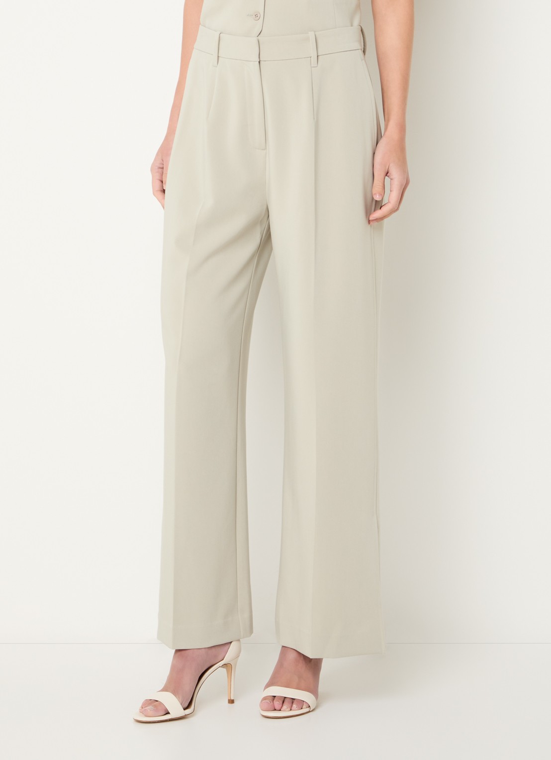 French Connection Angie high waist loose fit pantalon met persplooi - detail 2 khaki