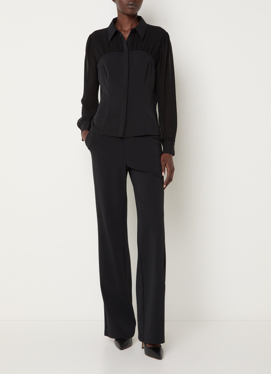 French Connection Arezzo semi-transparante blouse - voorkant 4 zwart