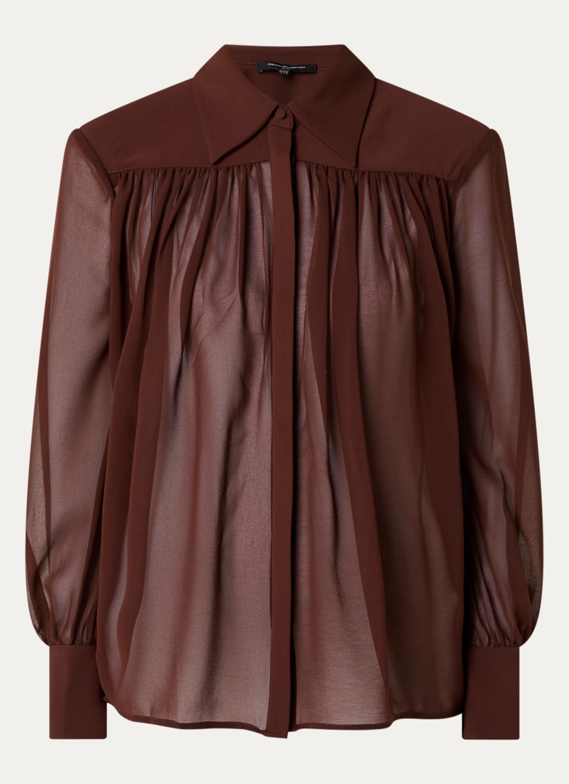 French Connection Arezzo semi-transparante blouse - voorkant bruin