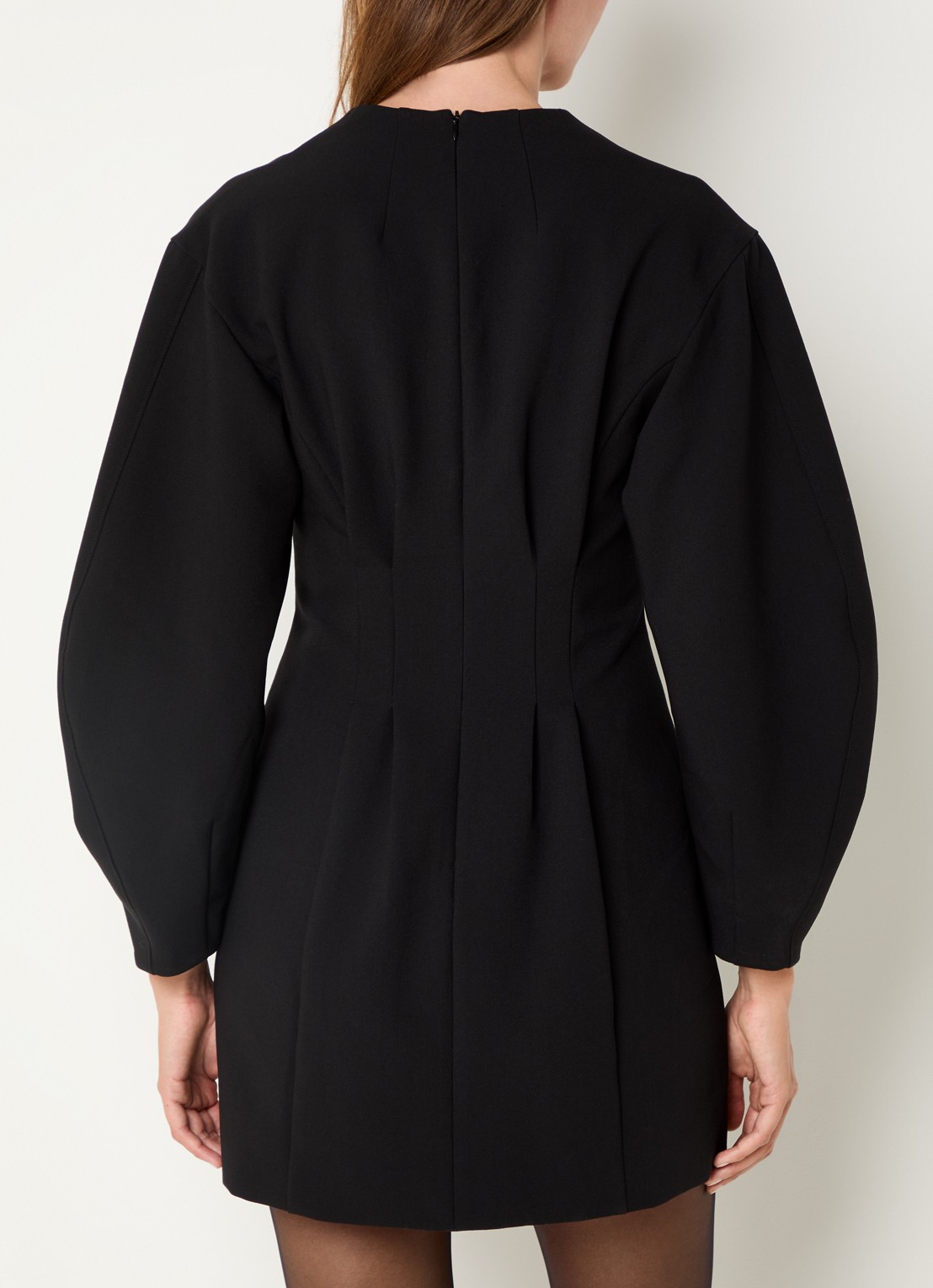 French Connection Azra mini jurk met V-hals - achterkant zwart