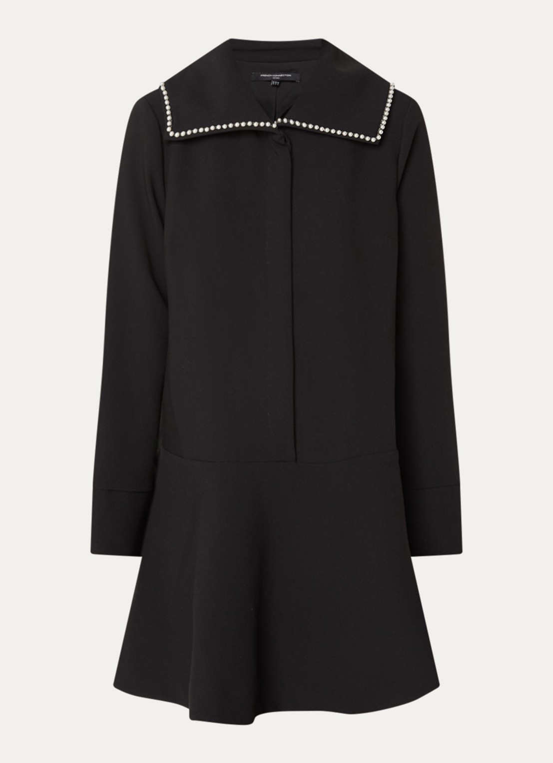 French Connection Azra mini tuniekjurk met imitatieparels - voorkant zwart