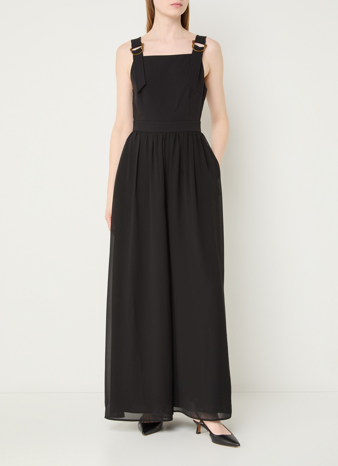 French Connection Azra wide fit jumpsuit met steekzakken - detail 4 zwart