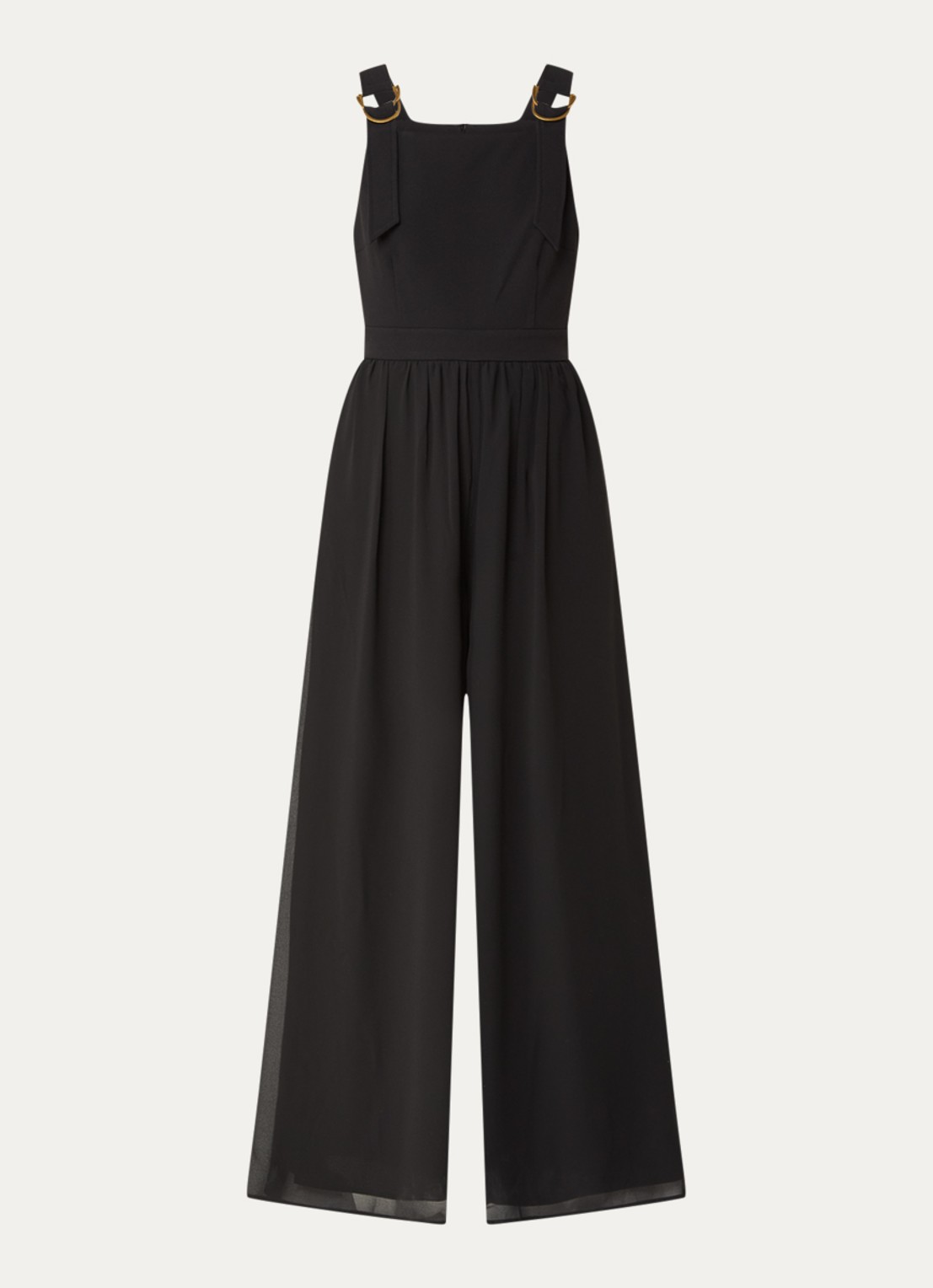 French Connection Azra wide fit jumpsuit met steekzakken - voorkant 2 zwart