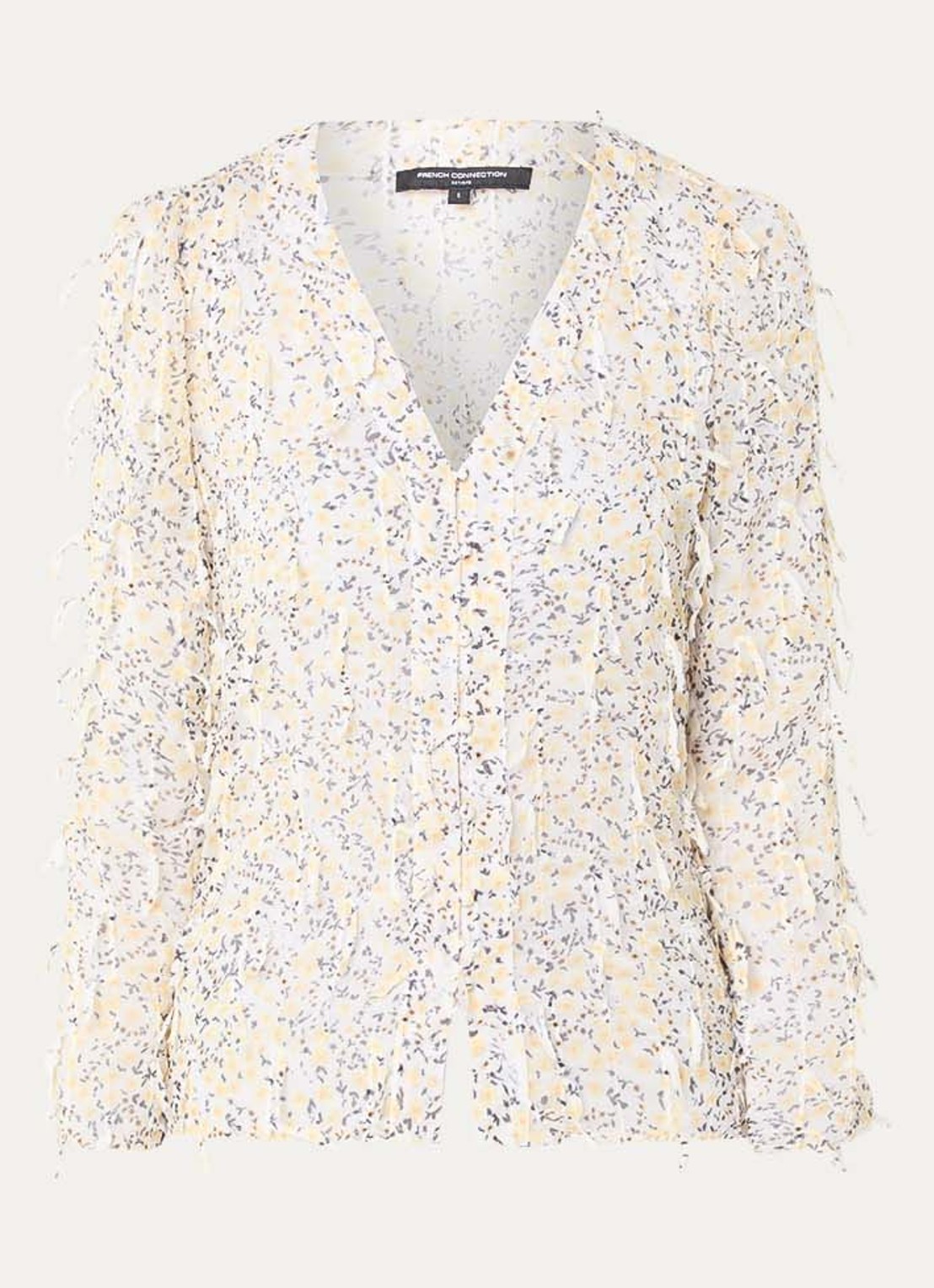 French Connection Bonny semi-transparante blouse met bloemenprint - voorkant 3 geel