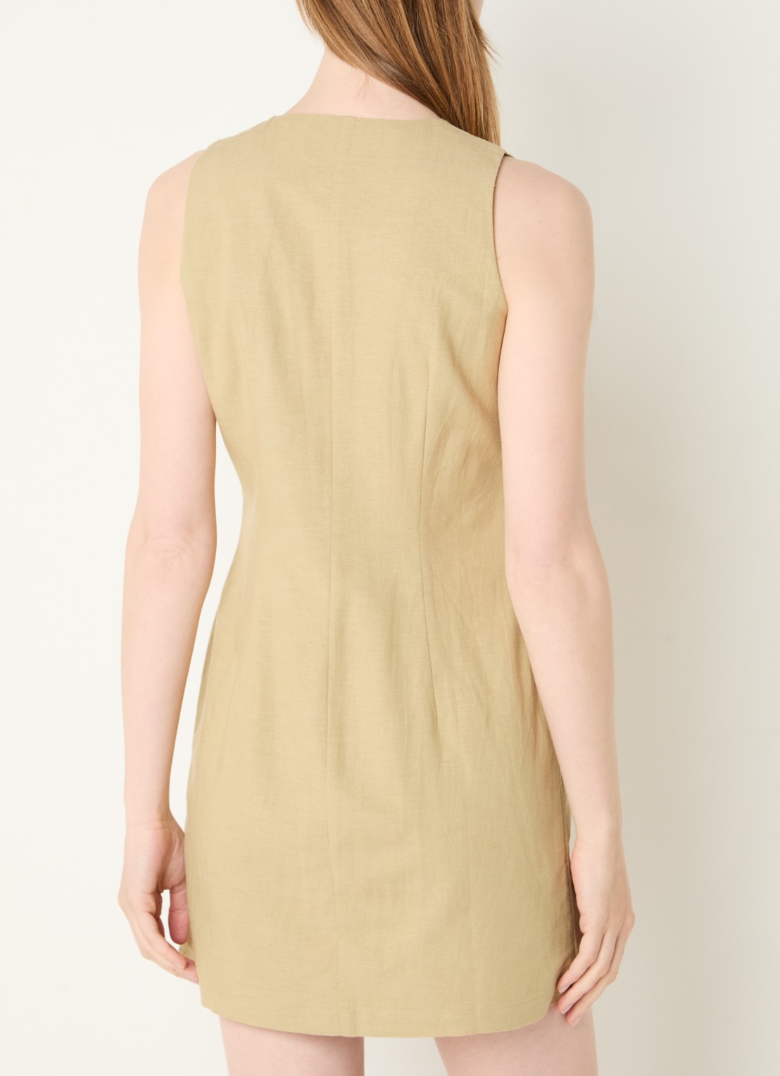 French Connection Calissa mini blousejurk in linnenblend - achterkant 2 lichtgroen