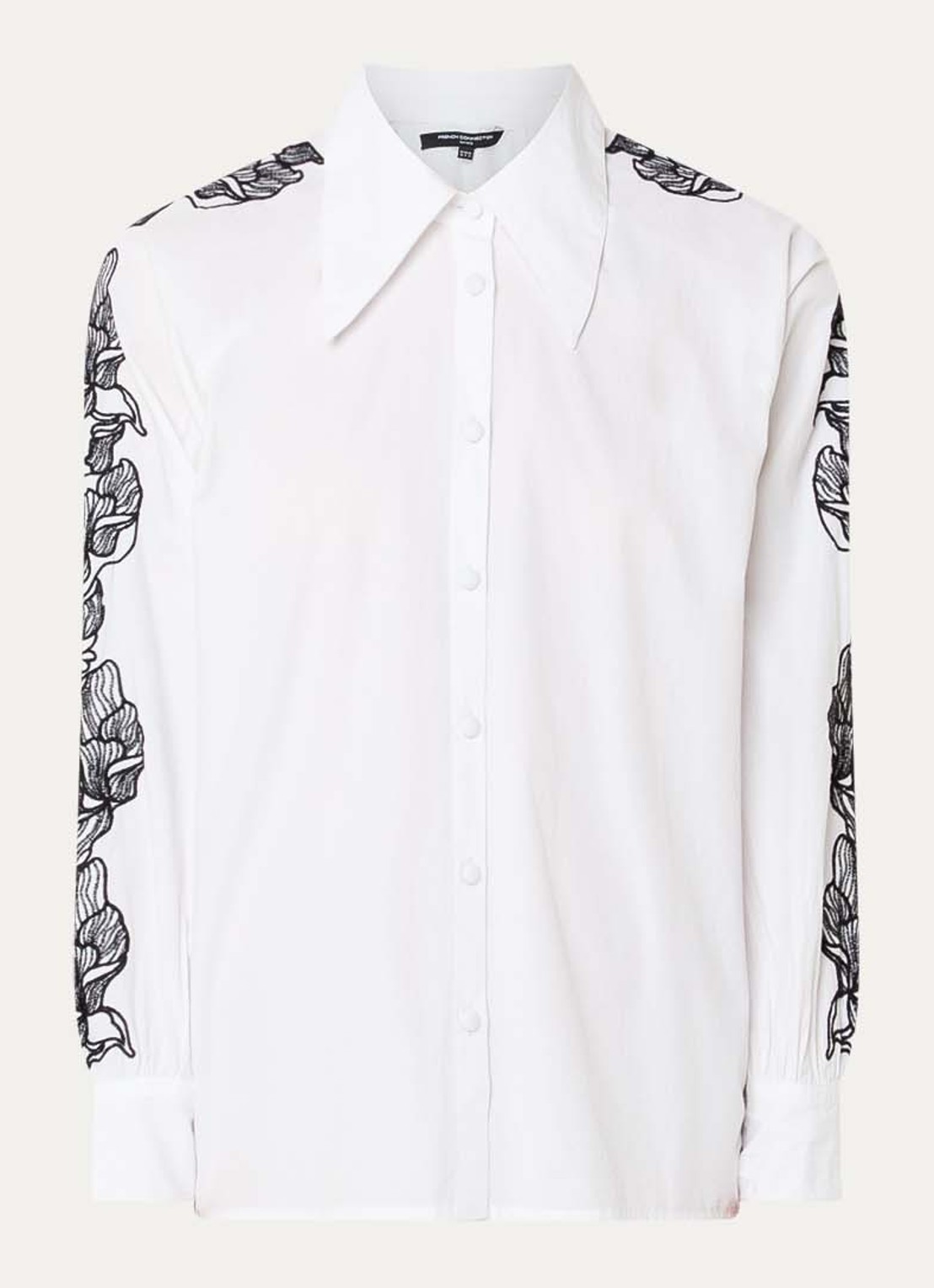 French Connection Cambria blouse met bloemborduring - voorkant wit