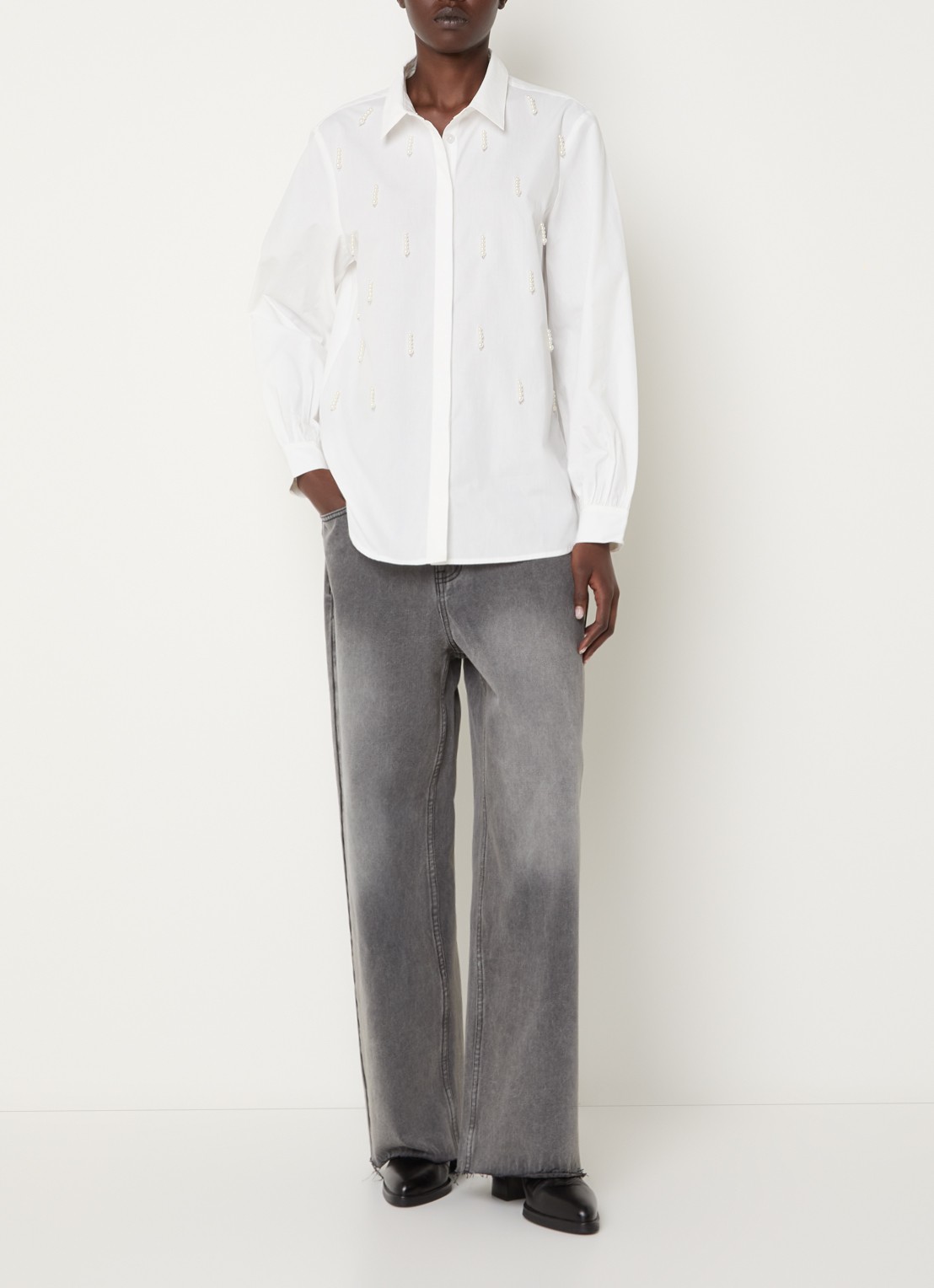 French Connection Cambria blouse met imitatieparels - voorkant 3 wit