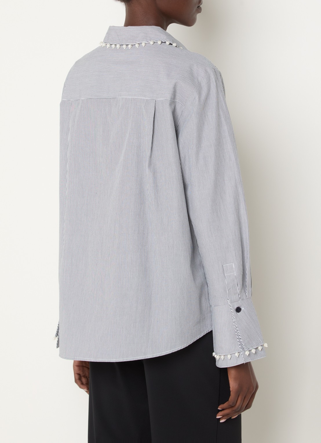 French Connection Cambria blouse met streepprint - achterkant 2 donkerblauw