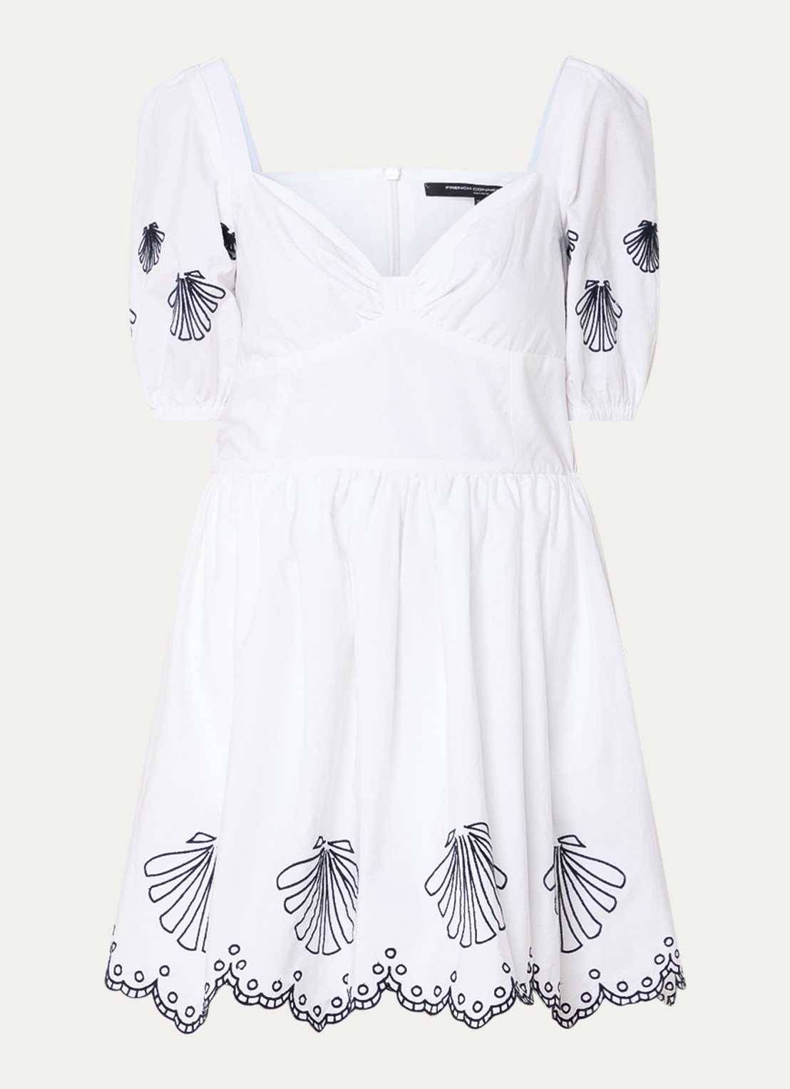 French Connection Cambria mini jurk met borduring - voorkant wit