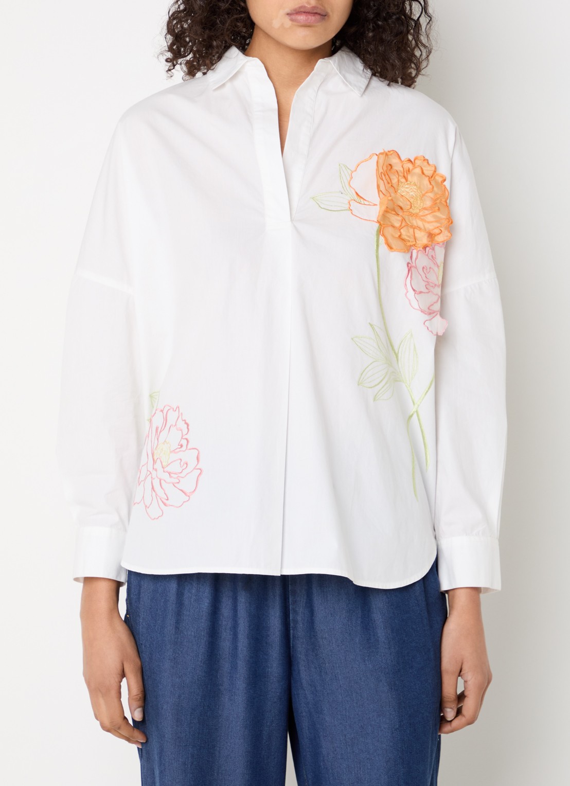 French Connection Cambria tuniek met borduring - detail wit