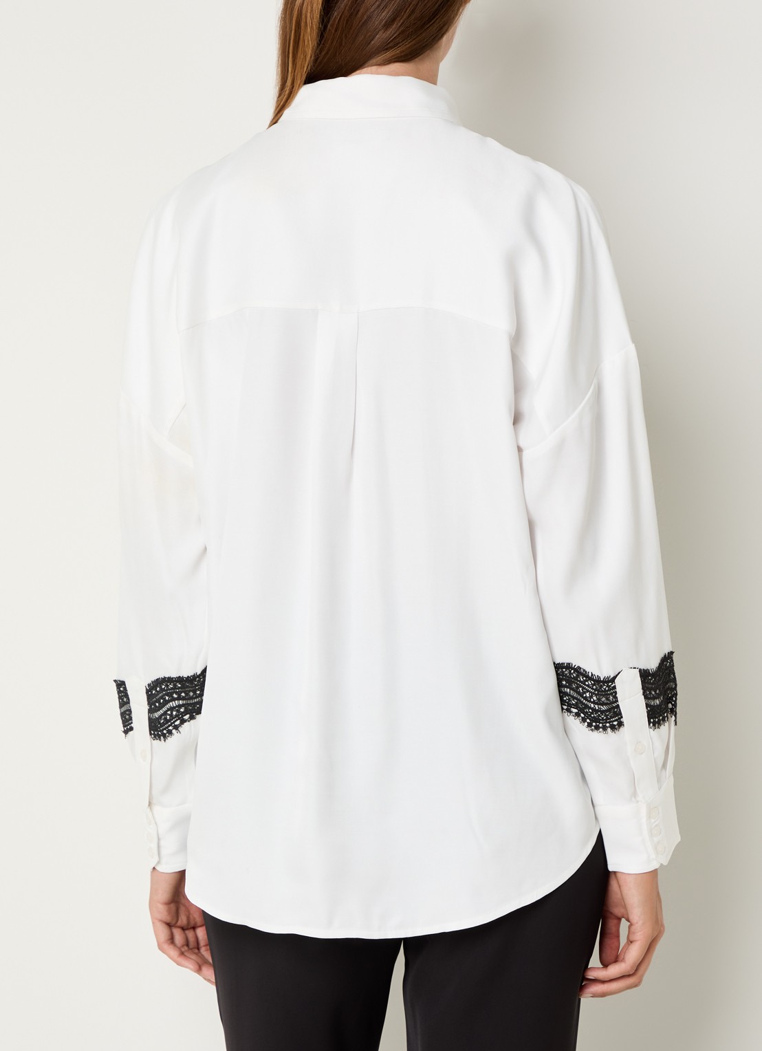 French Connection Candice blouse met details van kant - achterkant gebroken wit