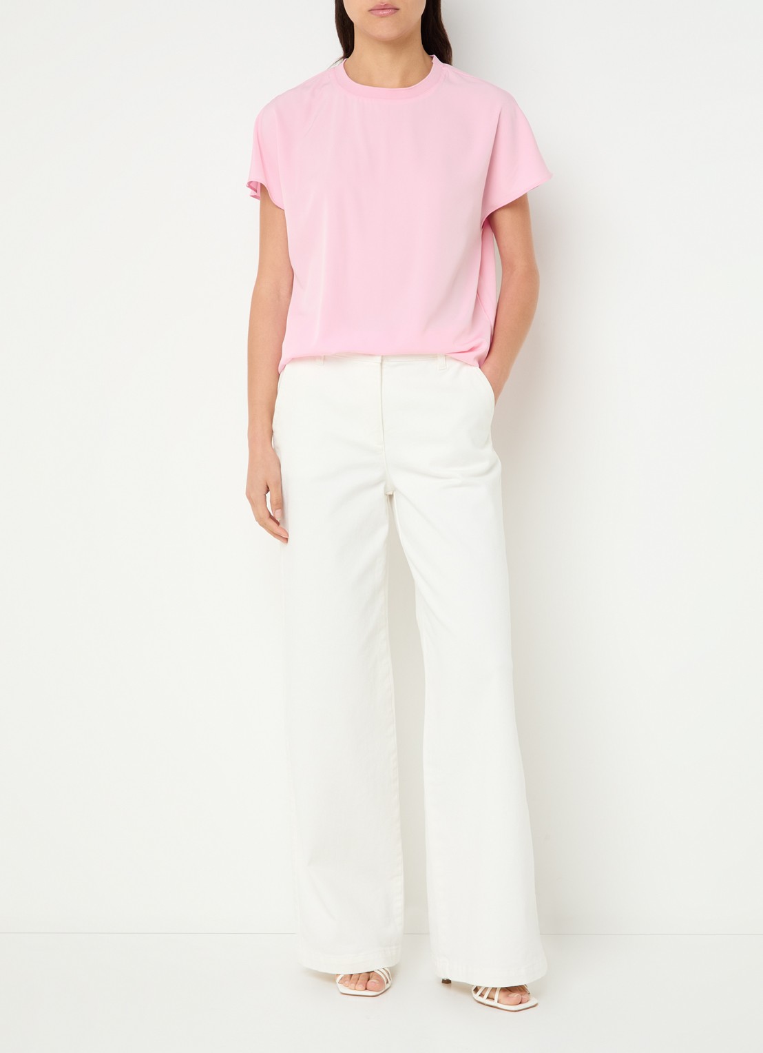 French Connection Capriana top met ronde hals - voorkant 3 roze