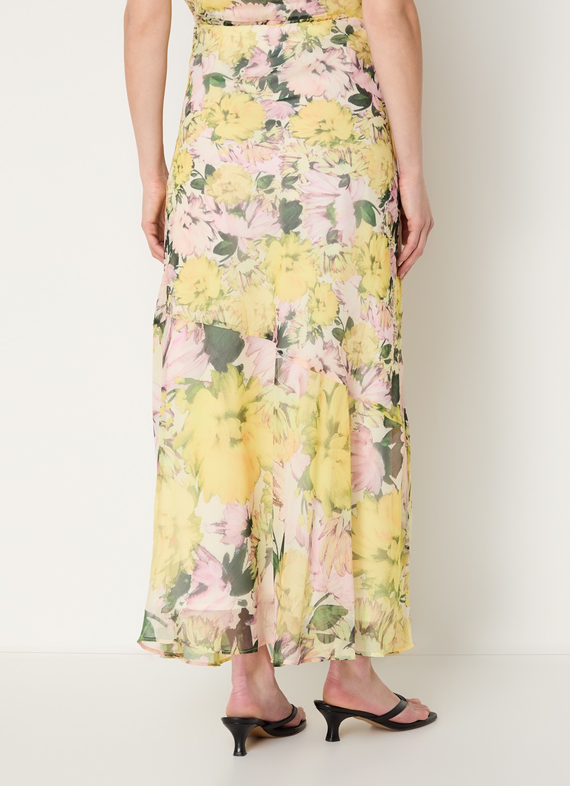French Connection Carla Emina maxi rok met bloemenprint - achterkant geel