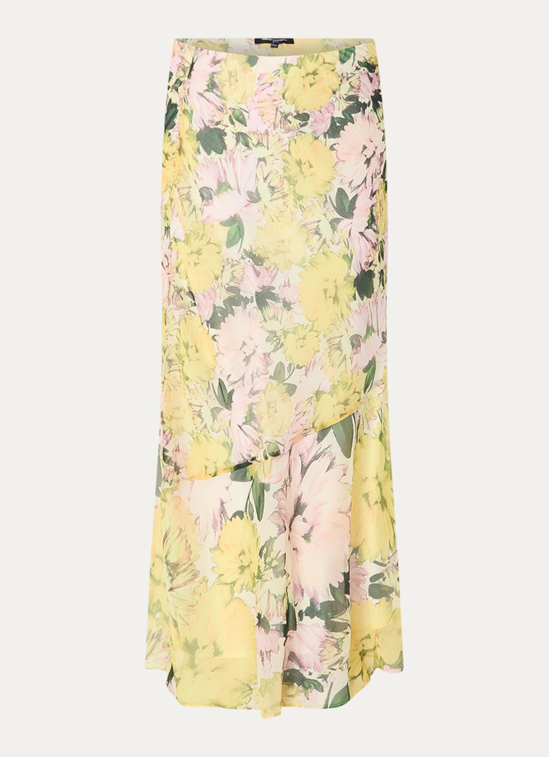 French Connection Carla Emina maxi rok met bloemenprint - voorkant 2 geel