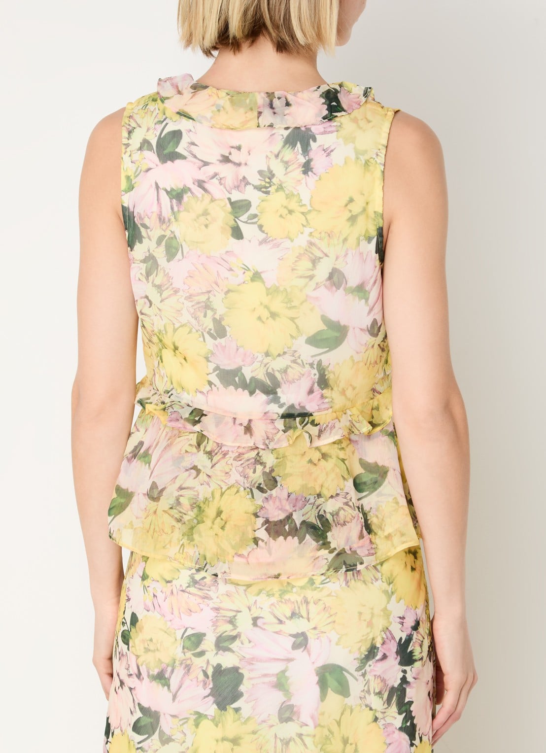 French Connection Carla Emina top met bloemenprint - achterkant 4 geel