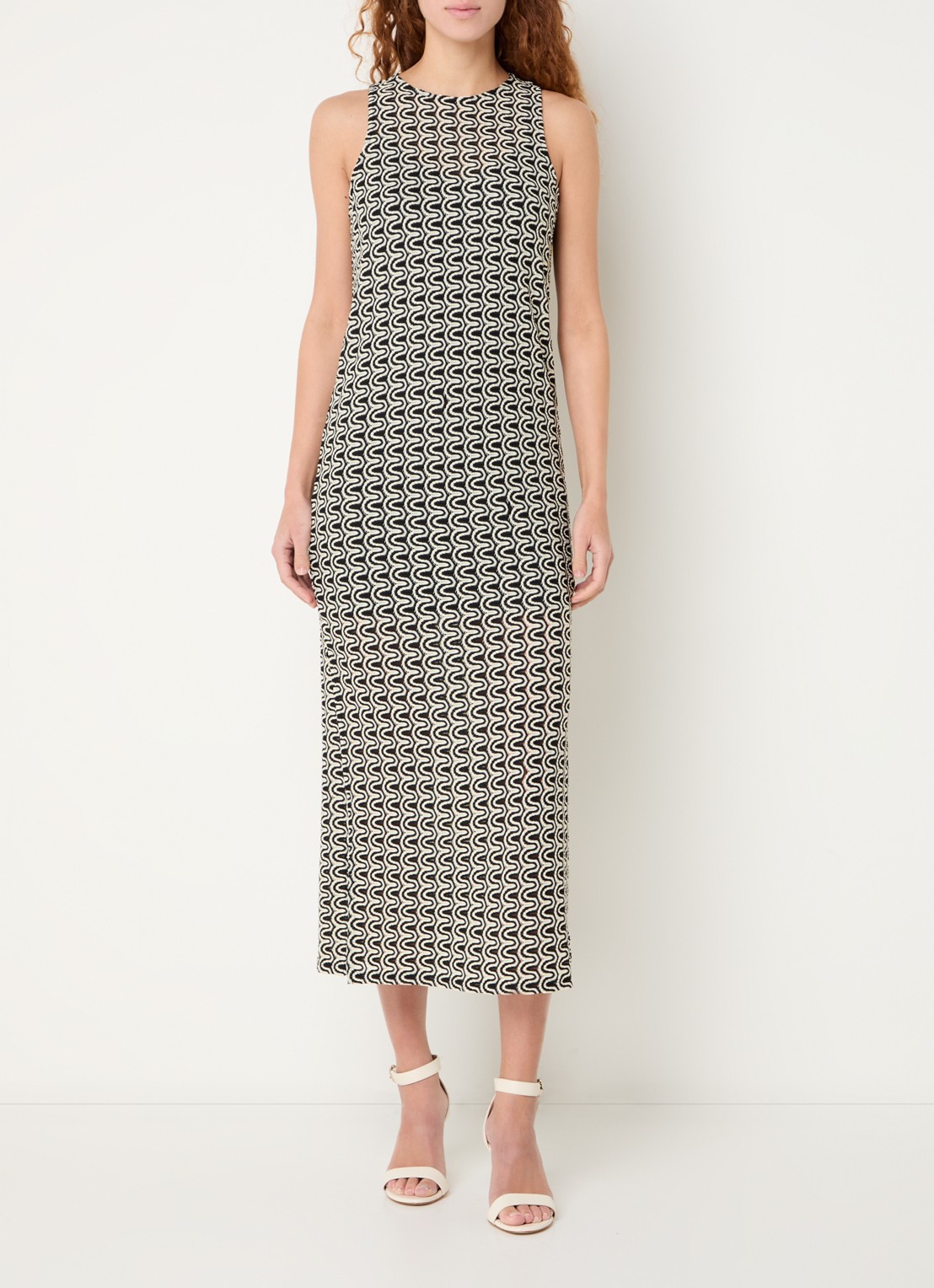 French Connection Carly midi jurk met structuur - detail 4 zwart