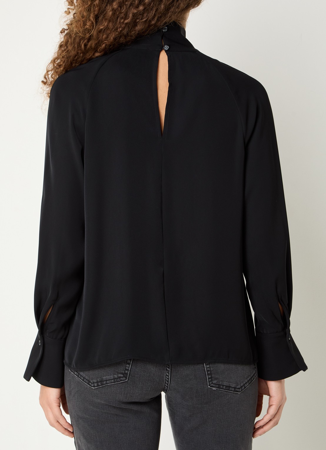French Connection Carmen tuniek met sjaalkraag en cut-out detail - achterkant 4 zwart