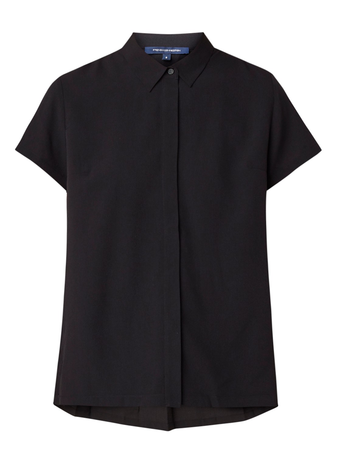 French Connection Classic blouse van crêpe met plissé - voorkant 3 zwart