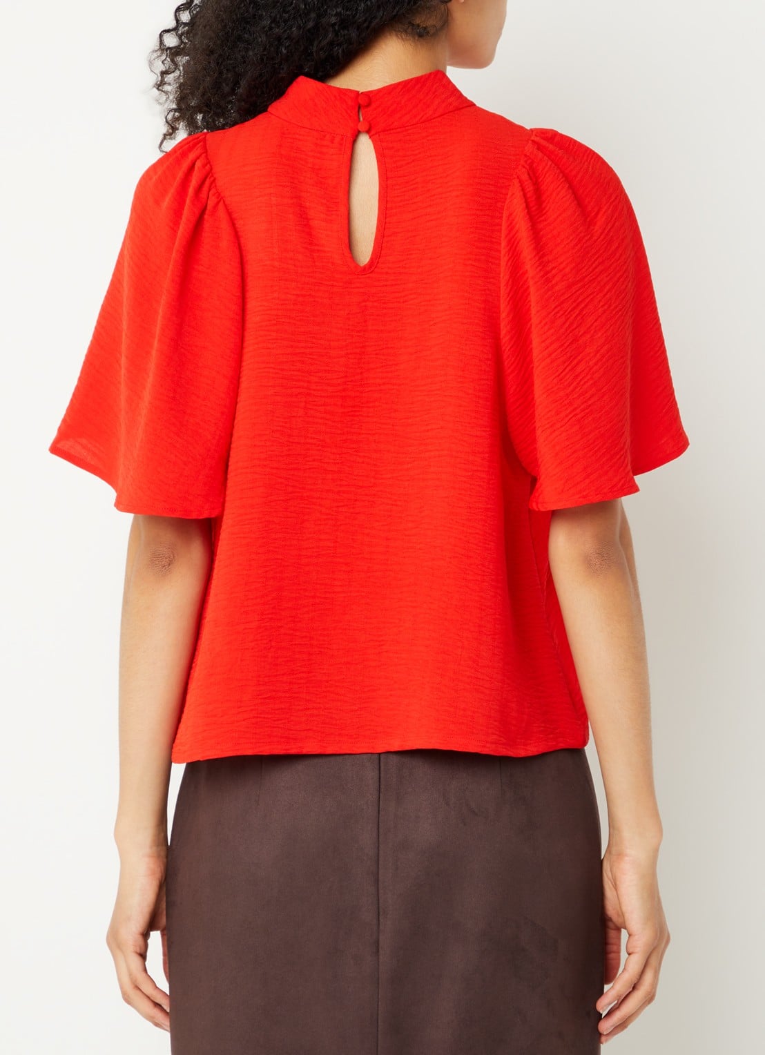 French Connection Codie top met pofmouw - achterkant rood