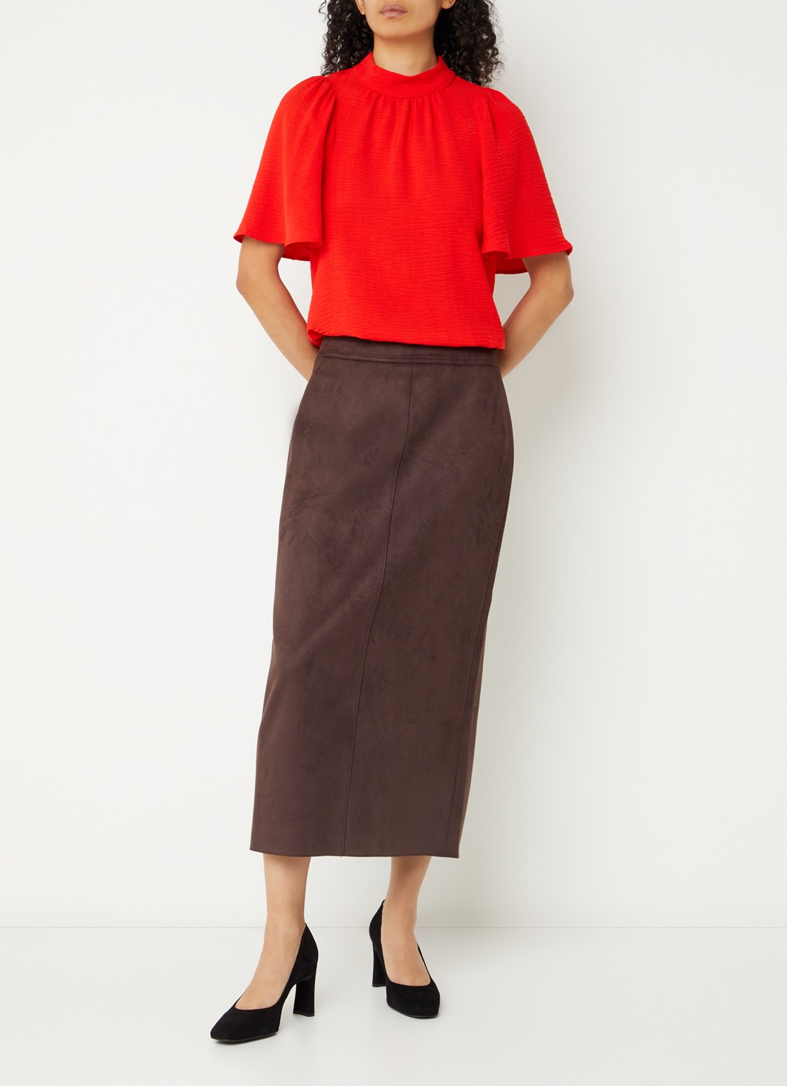 French Connection Codie top met pofmouw - voorkant 3 rood
