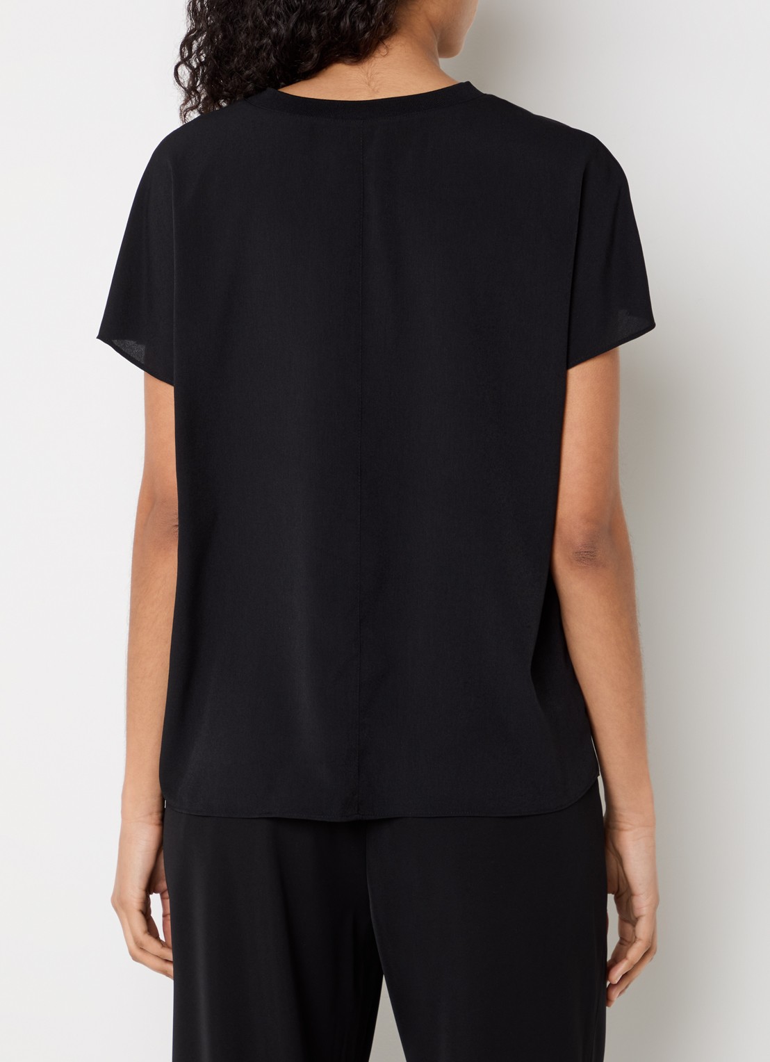 French Connection Crepe T-shirt met ronde hals - achterkant zwart