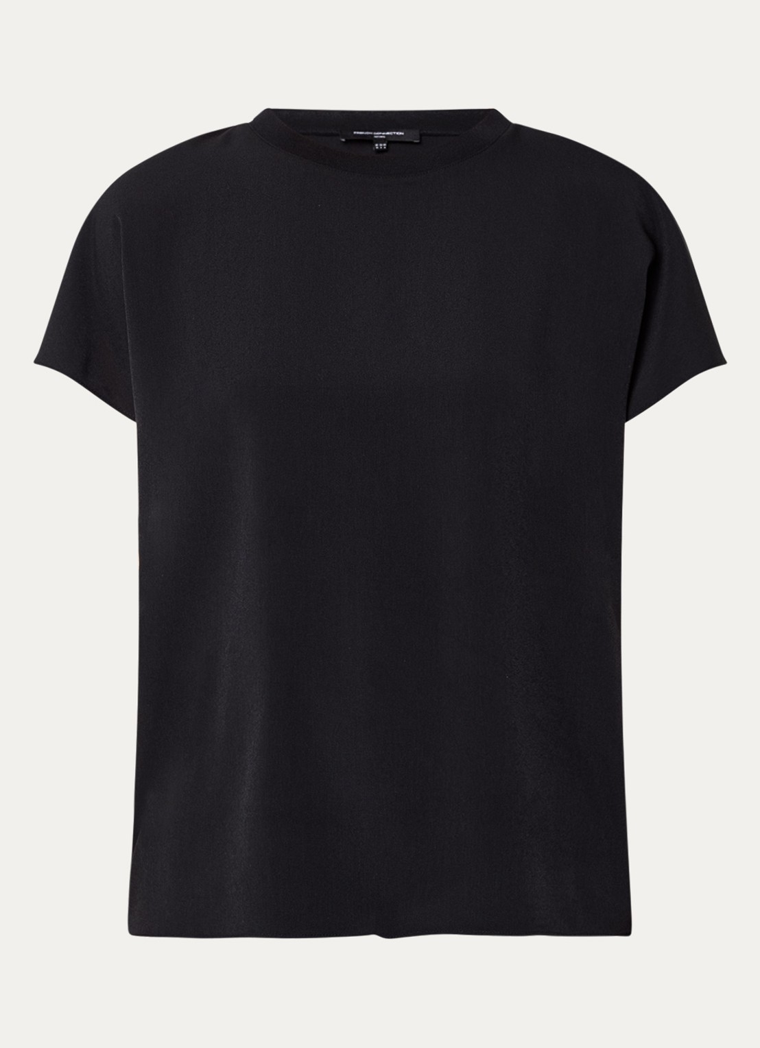 French Connection Crepe T-shirt met ronde hals - voorkant 3 zwart