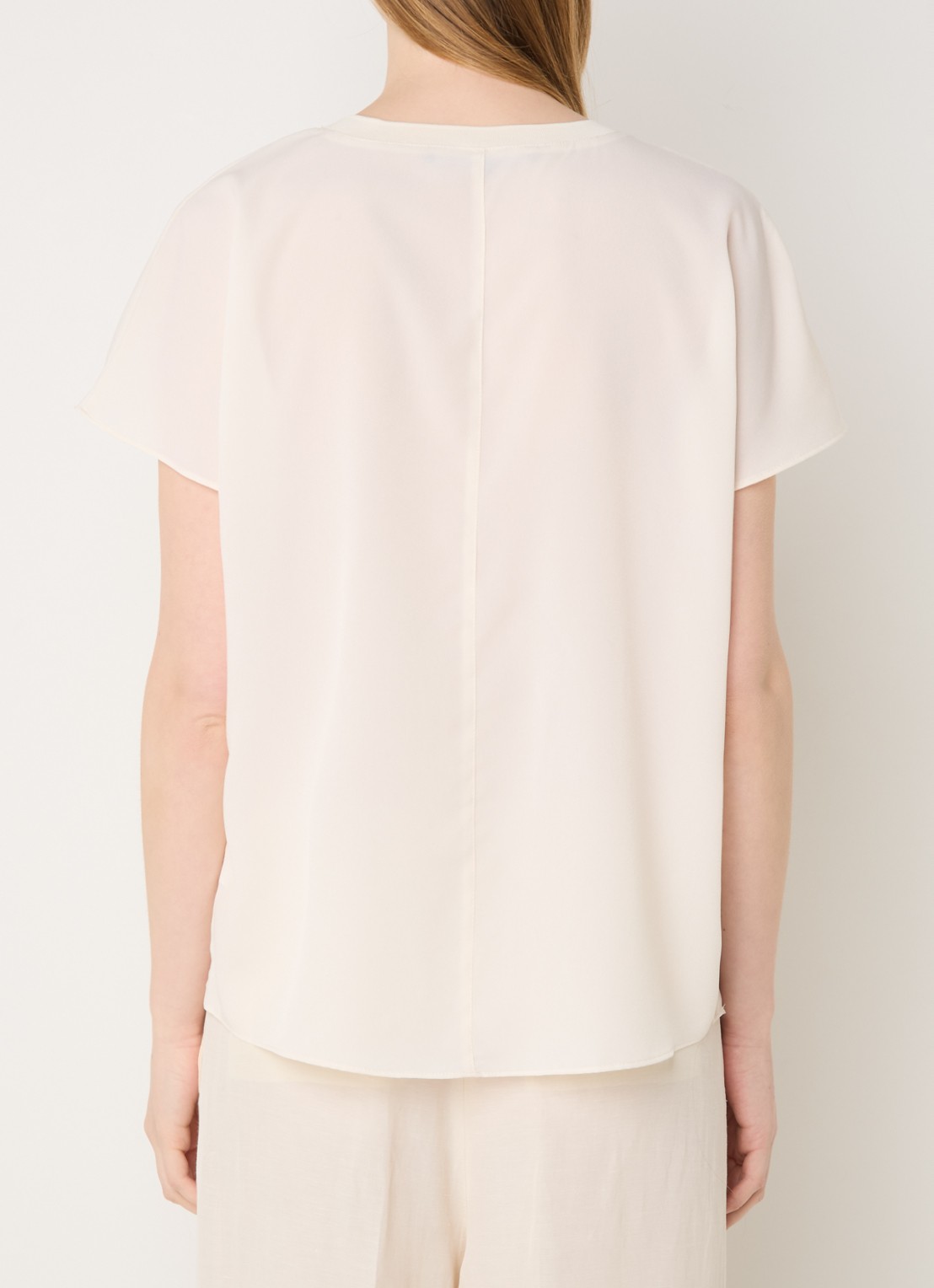 French Connection Crepe T-shirt met ronde hals - achterkant creme